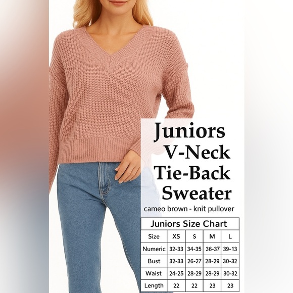 NO COMMENT
Juniors' Ikeddi V-Neck Tie-Back Sweater size M cameo brown - Picture 2 of 9